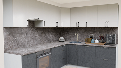 Кухня угловая Белый матовый 14027